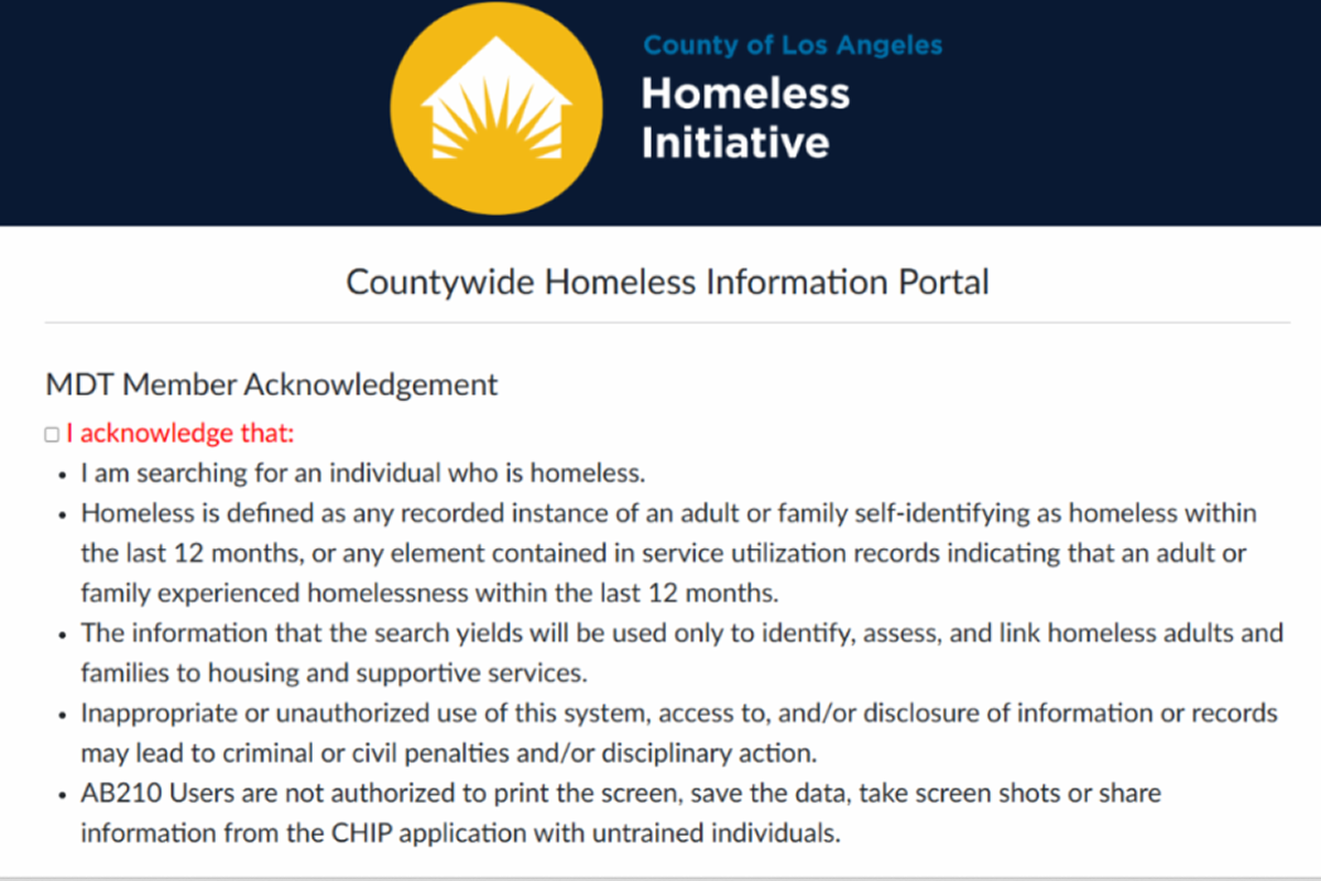 Acknowledgment form for individuals seeking assistance with homelessness, emphasizing support and resource access.