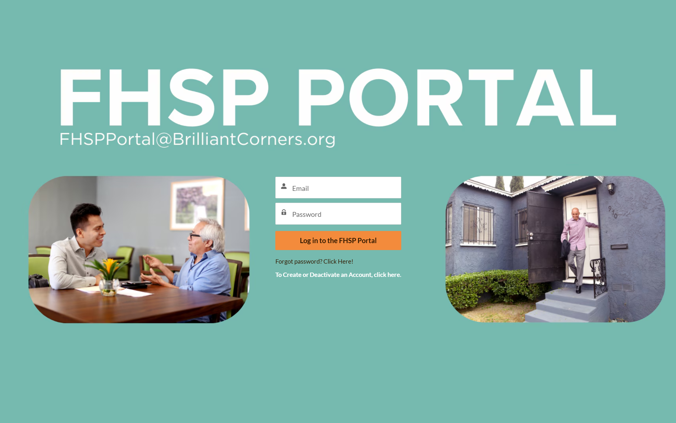 A welcoming online portal for housing support, featuring individuals engaging in conversation and accessing resources.
