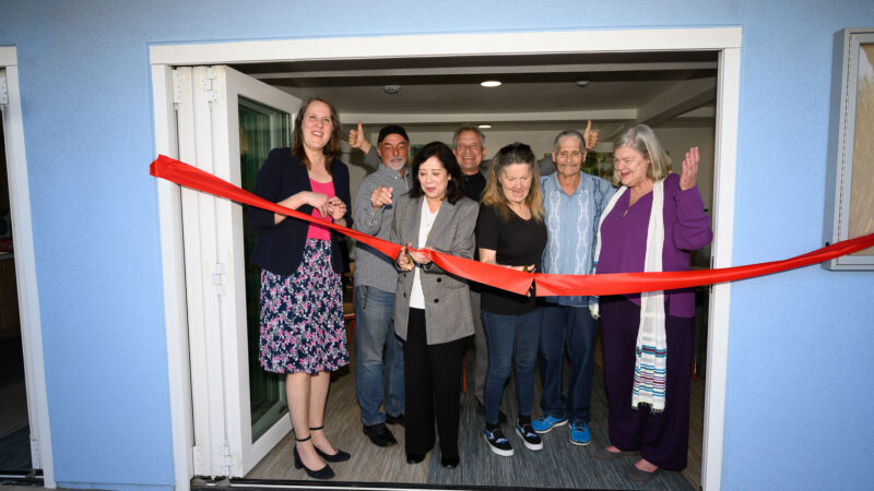 Director Sarah Mahin, Supervisor Solis, and other key partners cut the ribbon on 7th Avenue Village, a permanent supportive housing development in unincorporated Hacienda Heights.