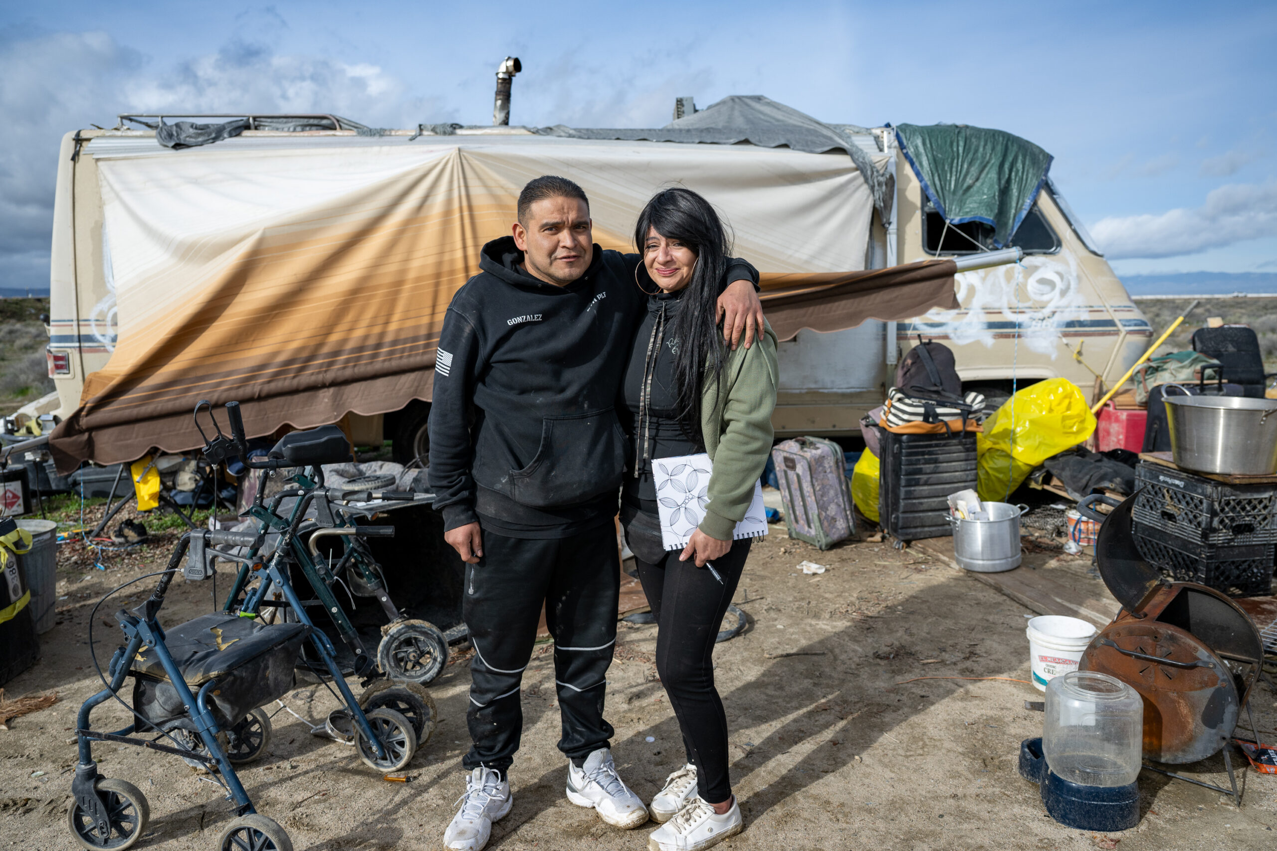 Alma and her boyfriend, who asked not to be named, agreed to move from their RV to interim housing during a Pathway Home operation in Lancaster, Wednesday, Feb. 11, 2026. (Photo by Michael Owen Baker)